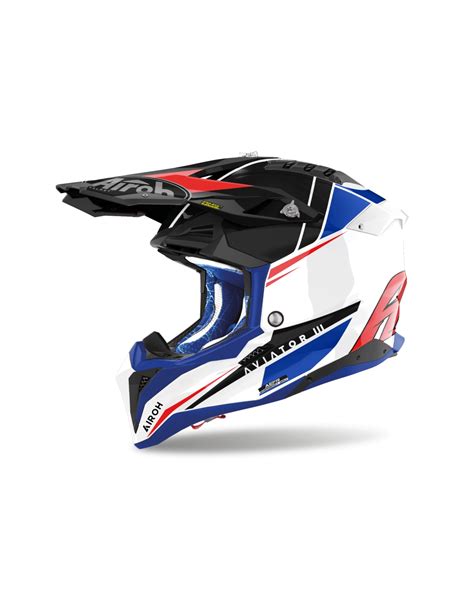 Airoh Aviator Push Blue Red Gloss Off Road Motocross Helmet