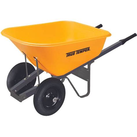 True Temper 6 Cu Ft Poly Wheelbarrow With Dual Wheels Rp6dw8