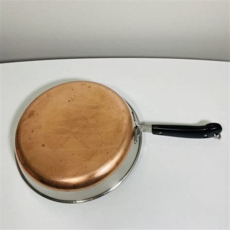 Vintage Revere Ware 1801 Copper Clad Bottom Stainless 10 Skillet Fry Pan W Lid 4588997416