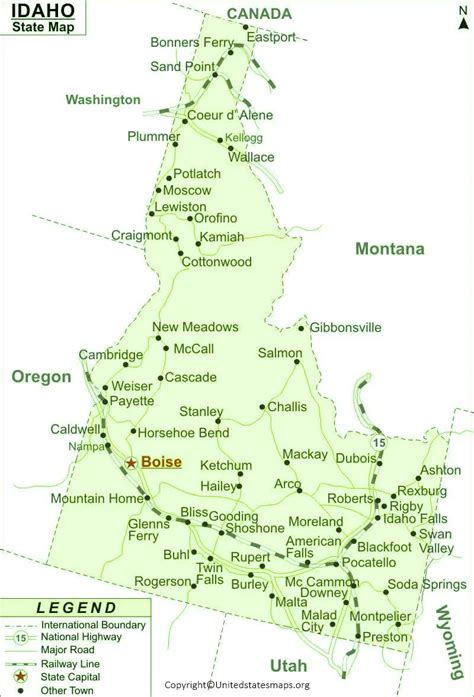 Labeled Idaho Map With Capital And Cities In Pdf