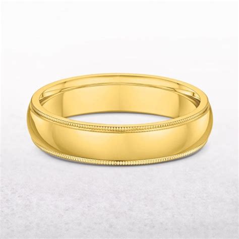 Gents Mm Beaded Edge Plain Wedding Ring In Ct Yellow Gold