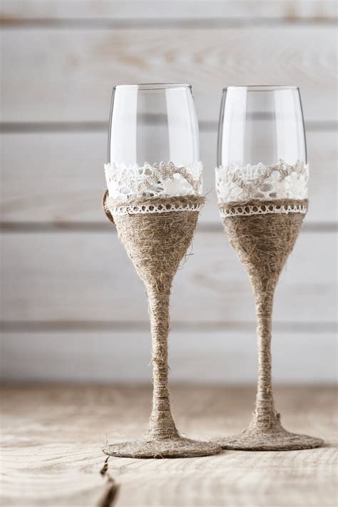 Wedding Toasting Flutes Rustic Toasting Glasses Wedding Champagne