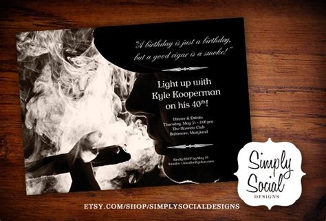 Cigar Theme Invitation Birthday Party Invitations Printable Invitation Inspiration Cigar Party