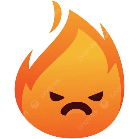 Angry Cute Fire Expression Character Emoji Angry Cute Fire Png And