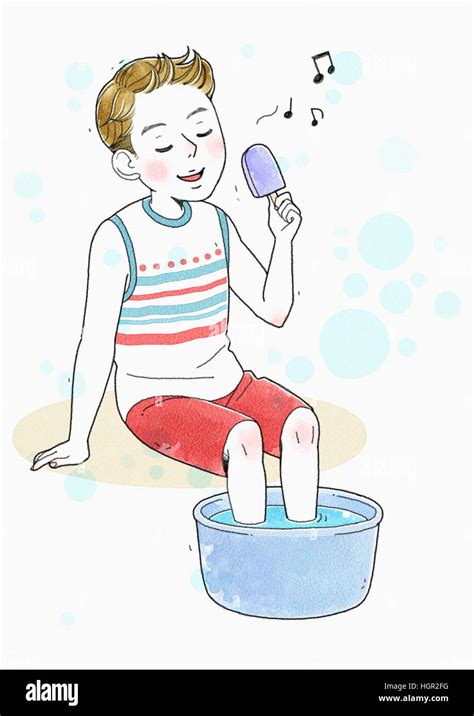 man resting eating ice cream stock photo alamy