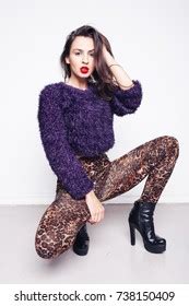 Slim Sexy Brunette Girl Tight Pants Stock Photo Shutterstock