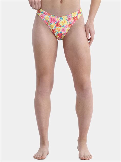 No Boundaries Multi Floral High Leg Bikini Bottoms Walmart