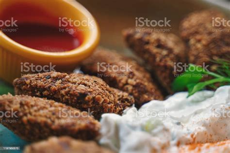 falafel  classic middle eastern appetizers stock photo