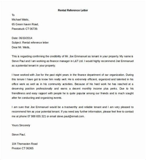 Personal Reference Letter For Apartment New Free Reference Letter