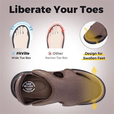 Fitville Diabetic Sandals For Men Extra Wide Width Men Walking Sandals