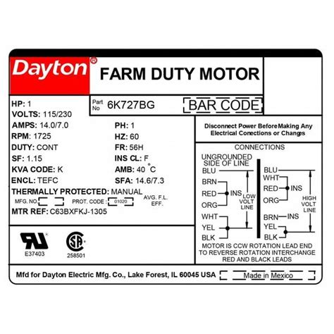 Dayton Farm Duty Motor Wiring