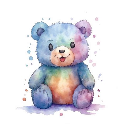 Pintura Em Aquarela De Um Urso Arco Ris Foto Premium