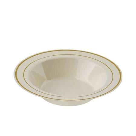 Smarty Had A Party 12 Oz Ivory With Gold Edge Rim Plastic Soup Bowls