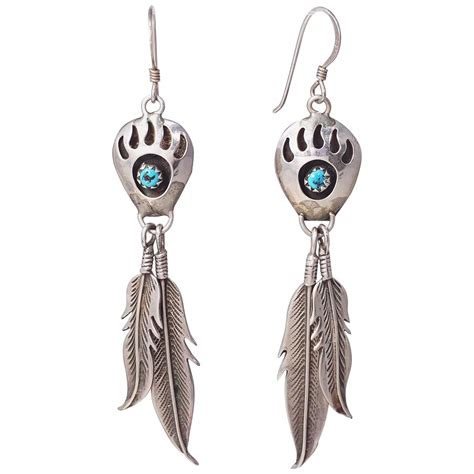 Turquoise Sterling Silver Native American Earrings At 1stDibs