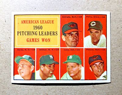 American League Pitching Leaders Games Won Topps Vintage