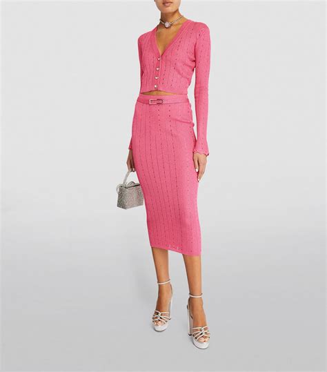 Alessandra Rich Pink Lurex Knit Midi Skirt Harrods Uk