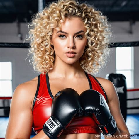 Fit Blonde Female In Boxing Pose Stable Diffusion Online