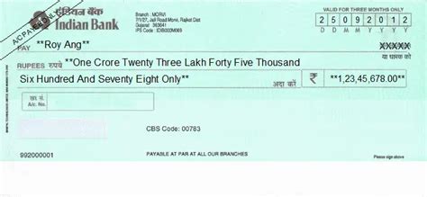 Indian Bank Cheque Book