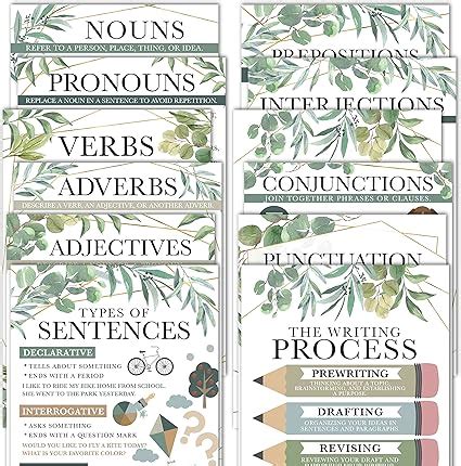 Hadley Designs 12 Greenery Parts Of Speech Posters For Classroom