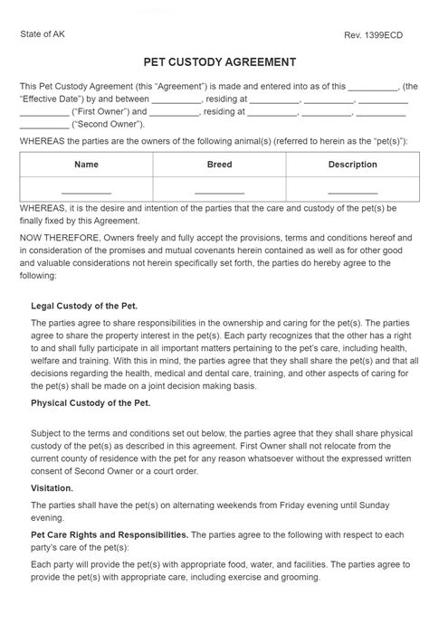 Visitation Agreement Template