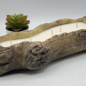 5 Wick Drift Wood Ceramic Log Candle Etsy