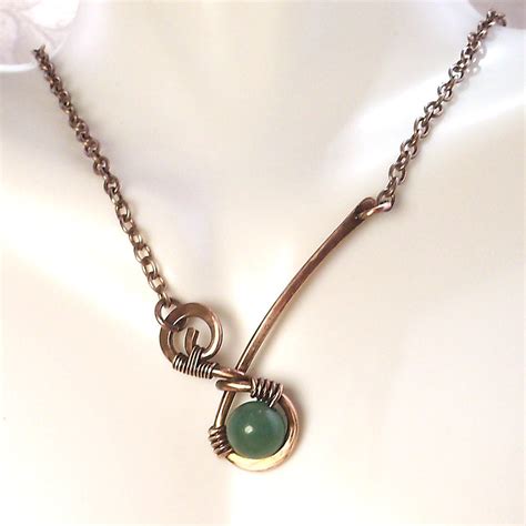 Jewelry Wire Wrapped Handmade Copper Metal Artisan Pendant