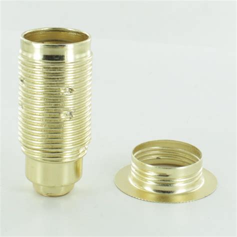 Brass Plated Finish E 14 European Threaded Skirt Socket With Ring