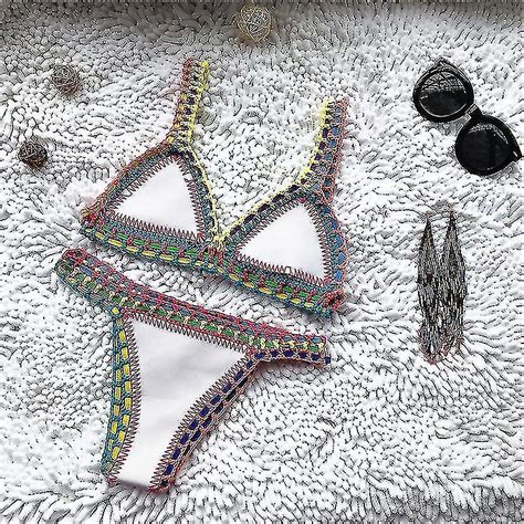 Hæklet badetøj til kvindelige strikkede badedragter neopren bikini strandtøj Boho stil badedragt