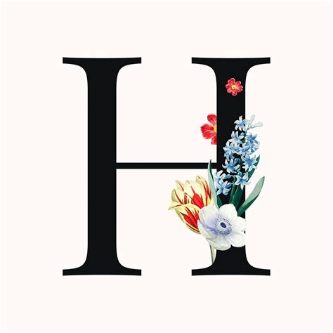 Flower Decorated Capital Letter H Typography Vector Premium Image By