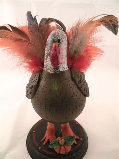 Festive Thanksgiving Turkey Gourd With Vibrant Feathers Holiday Decor