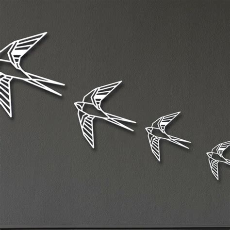 Swallow Metal Wall Art Set 3 Birds Laser Cut Wall Decor Etsy