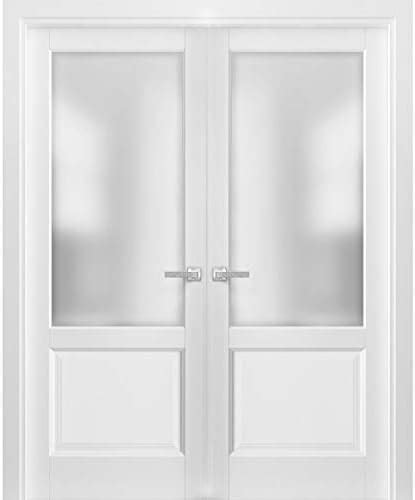 Solid French Double Doors X Inches Frosted Glass Lucia Matte