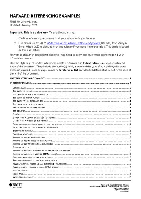 Harvard Referencing Examples Harvard Referencing Examples Rmit