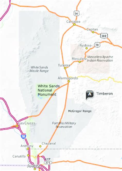 General Location Of White Sands Missile Range Southeastern New Mexico