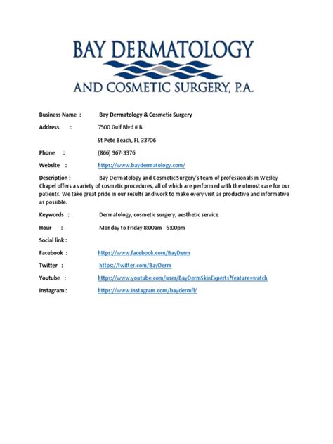 Bay Dermatology And Cosmetic Surgery Pdf