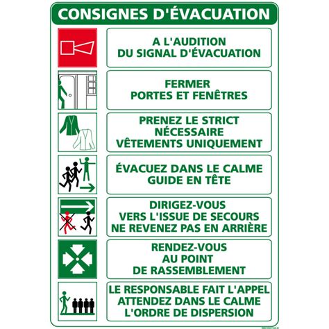 Panneau sécurité CONSIGNES D EVACUATION A0318