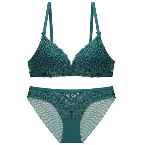 New Breathable Comfort Push Up Sexy Lace Bra Lingere Set Solid Flower Women Underwear Hot Sale