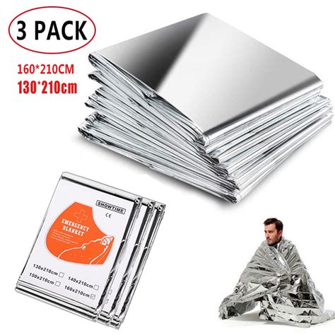 3 Pack Emergency Blanket 160 210cm Survival First Aid Thermal Mylar Space Blanket Silver For