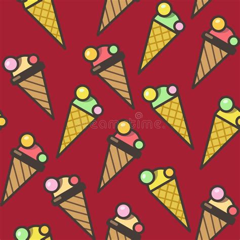 Ice Cream Cones Seamless Pattern Background Colorful Illustration