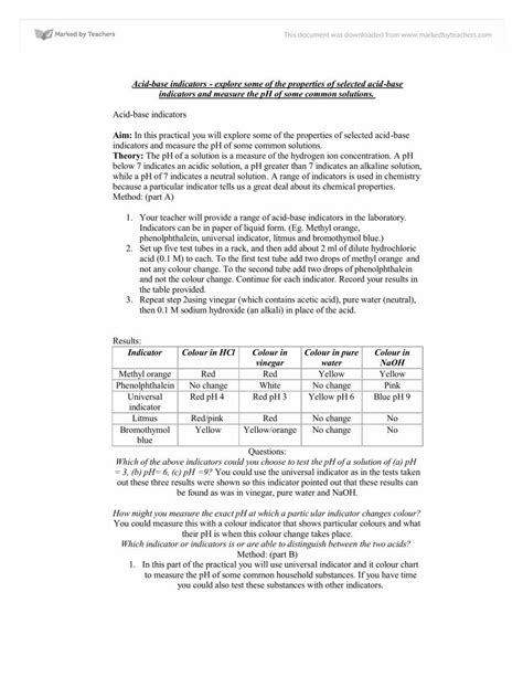 PDF Acidbase Indicators Explore Some Of The Properties Of Selected