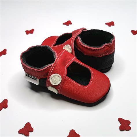 Red Baby Sandals Leather Baby Shoes Red Baby Shoes Ebooba Baby Etsy