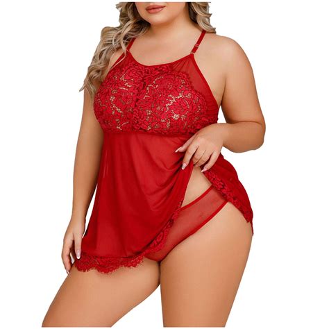 YYDGH Plus Size Lingerie For Women Babydoll Lace Floral Halter