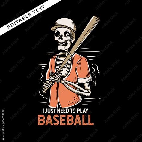 The Skeleton Holding Baseball Bat Vector Illustration Stock Vector