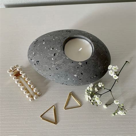 Pebble Jesmonite Candle Holders Terrazzo Candle Holder Etsy