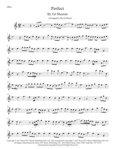 Perfect Arr Kevin Busse By Ed Sheeran Sheet Music For Oboe Solo At Sheet Music Direct