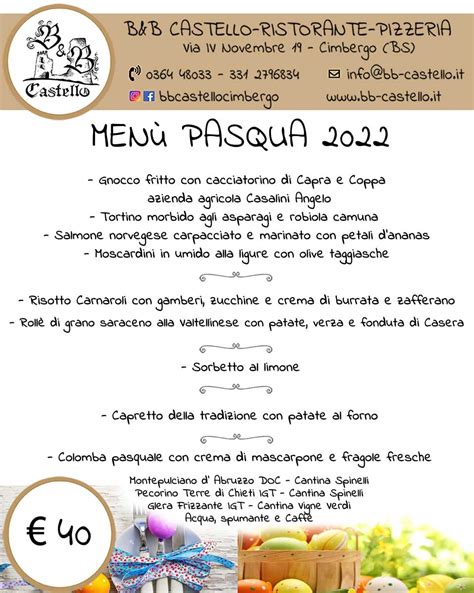 Pranzo Di Pasqua B B Castello Cimbergo