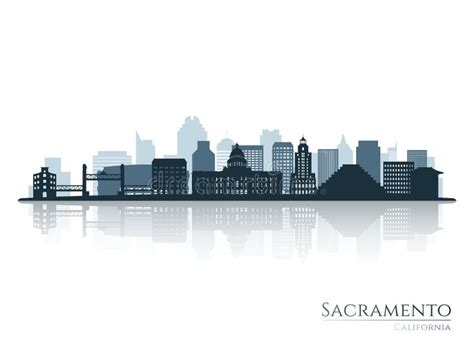 Sacramento Skyline Silhouette with Reflection. Stock Vector ...