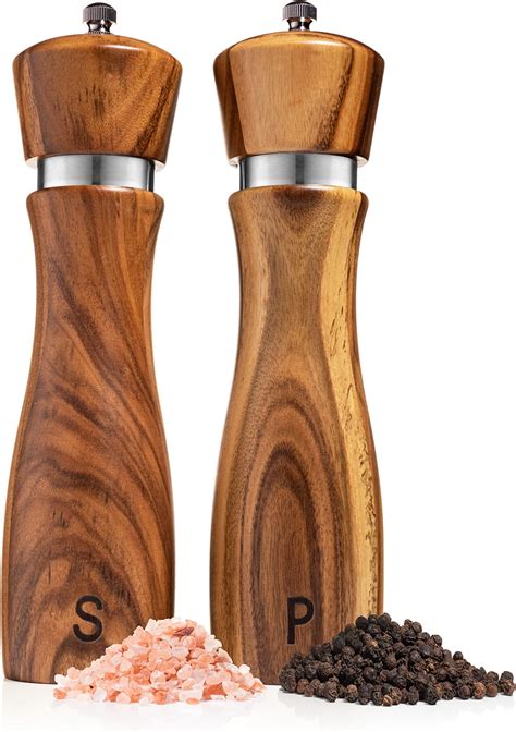 Amazon Wooden Salt And Pepper Grinder Set Sustainable Acacia Wood