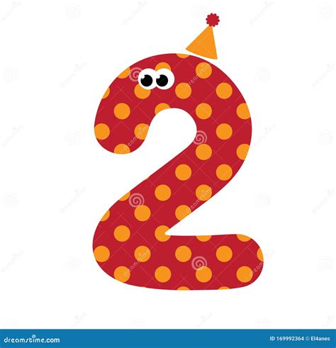 Cute Happy Birthday Number Two Stock Vector Illustration Of Happy