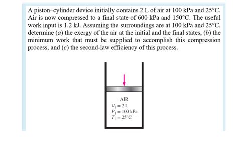 Solved A Piston Cylinder Device Initially Contains L Of Chegg